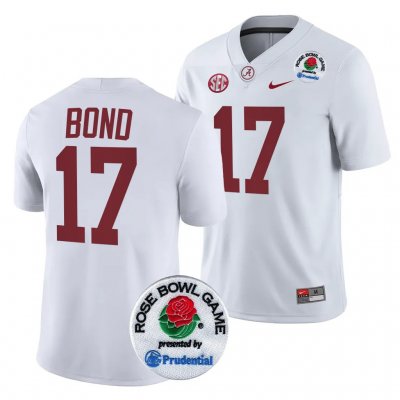 Men's Alabama Crimson Tide #17 Isaiah Bond 2024 Rose Bowl White NCAA Playoff College Football Jersey 2403WLPE8